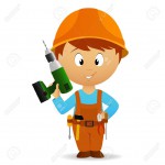 10857028-Vector-illustration-Cartoon-handyman-with-tools-belt-and-battery-drill-Stock-Vector
